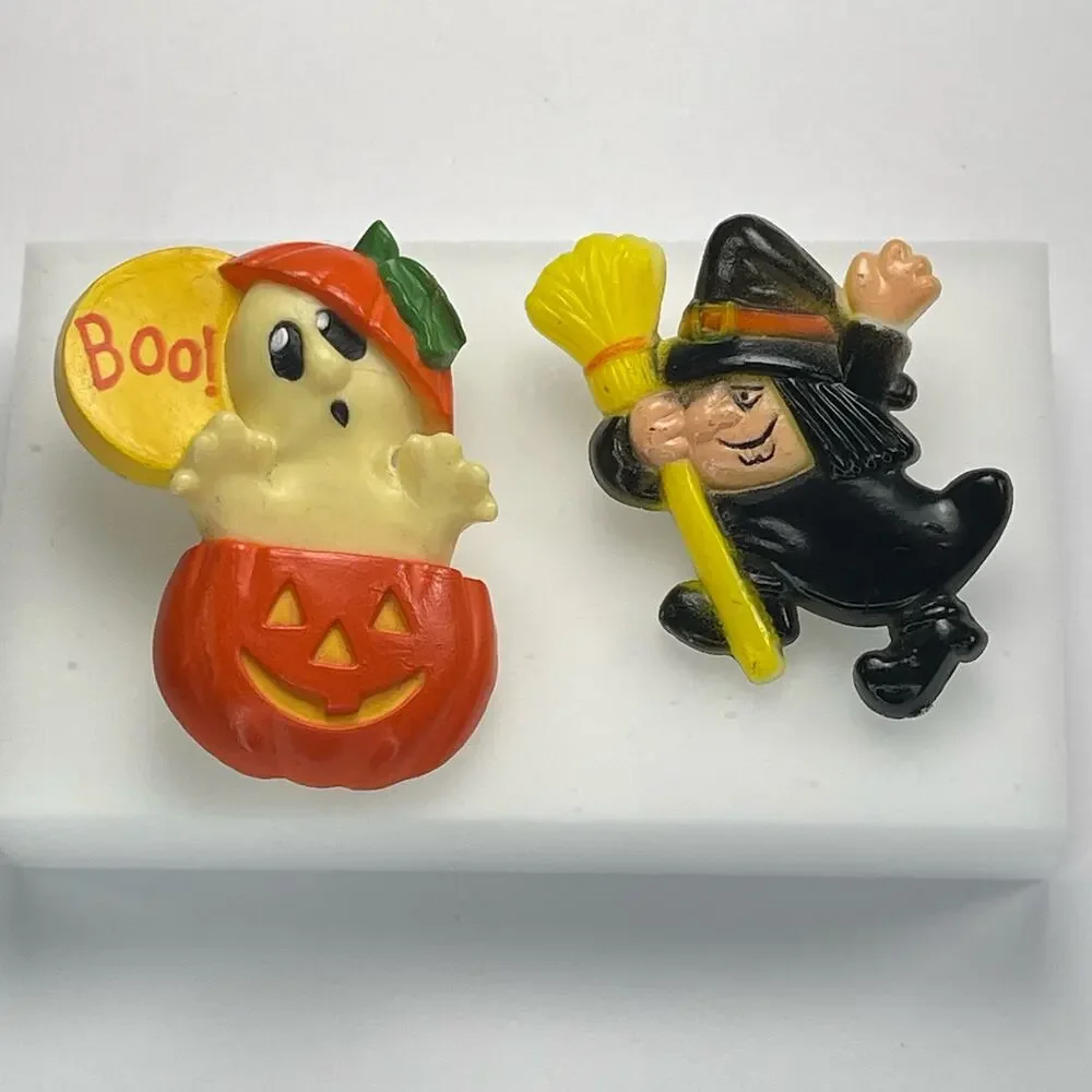 Vintage Halloween Pins 80s Hallmark Ghost Pumpkin Witch Spooky Novelty Teacher